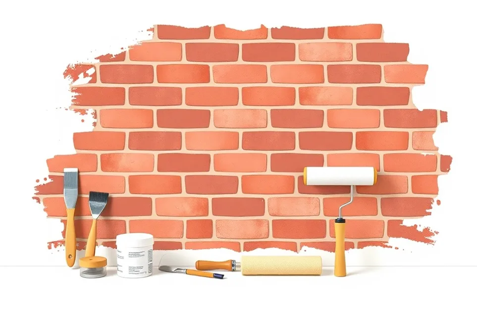 Outils de peinture disposés dans l'ordre des étapes du chantier