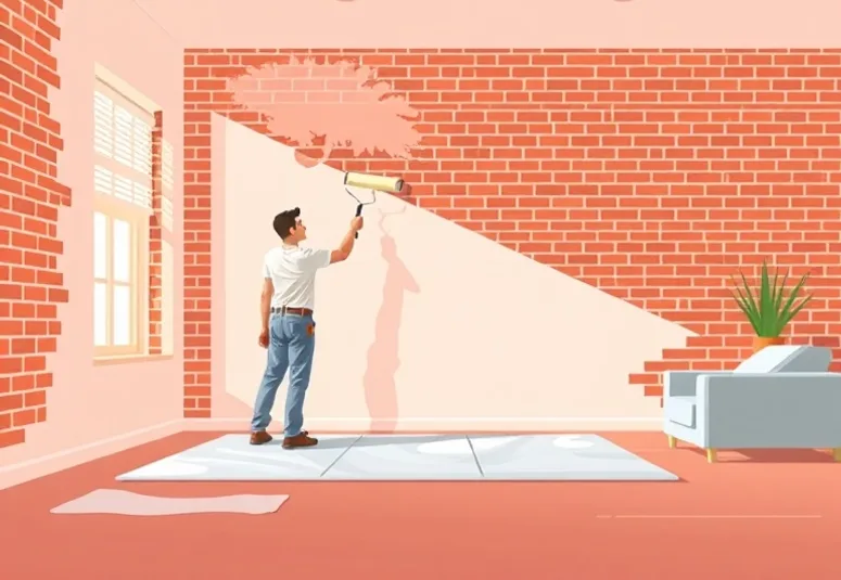 Peintre appliquant la peinture au rouleau sur un mur de salon